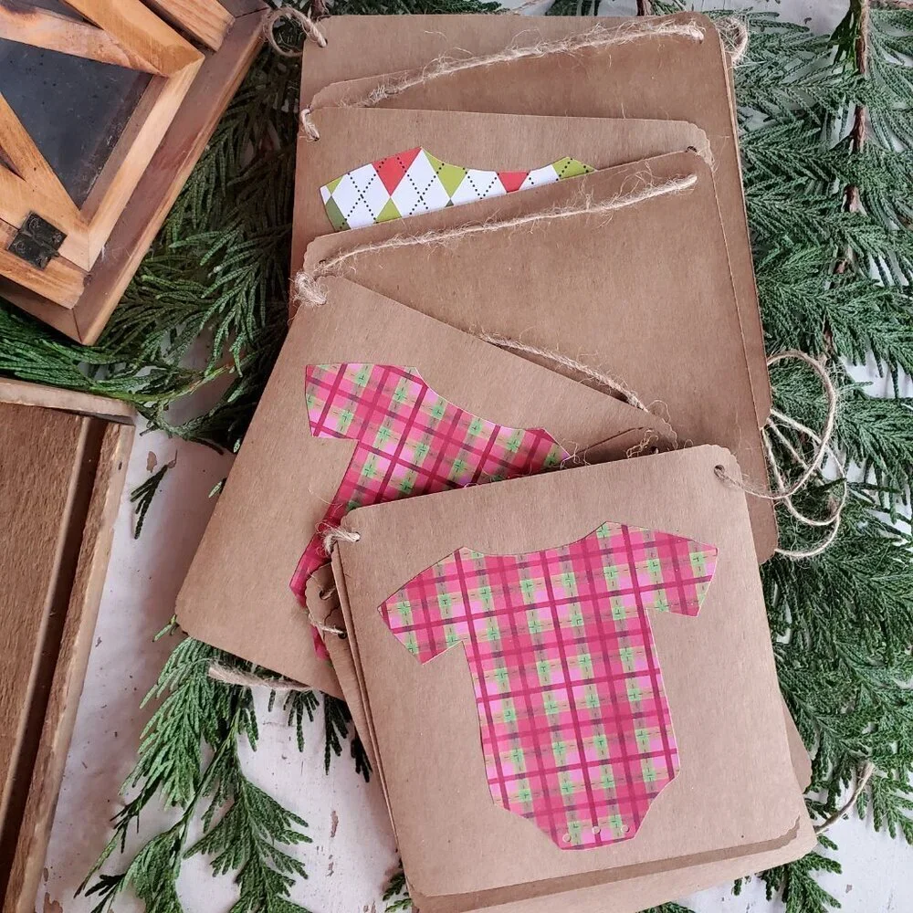 Plaid and Green Onesie Holiday Banner Set